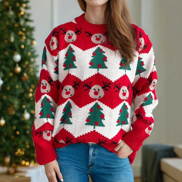 Christmas Casual Knitted Sweater For Women Loose Pullover-Sweaters-Zishirts