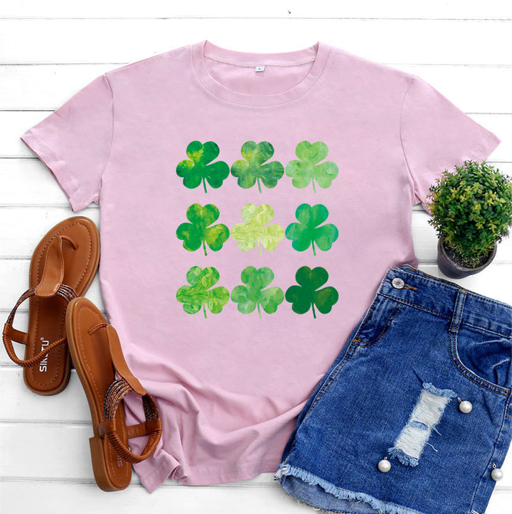 St Patrick's Day Cotton Women's Short Sleeve-Blouses & Shirts-Zishirts