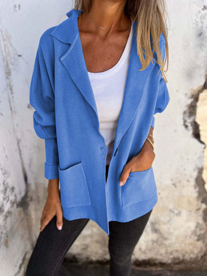 Casual Lapel Jacket With Pockets Fashion Versatile Long Sleeve Outwear Tops Coat For Womens Clothing-Jackets-Zishirts