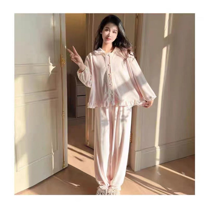 Velvet Pajamas Women's Solid Color Long-sleeved Trousers Casual Loose Home-Women's Outerwear 2023-Zishirts