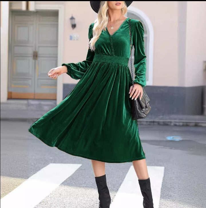 Solid Color Long Sleeve Dress For Women-Lady Dresses-Zishirts