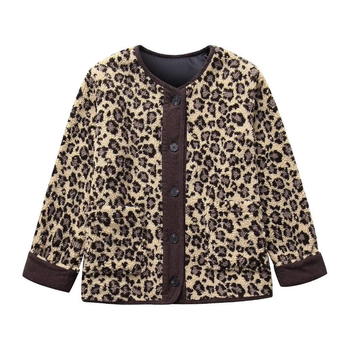 Women's Winter Leopard Print Casual Loose Jacket-Jackets-Zishirts