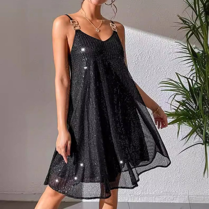 European And American Style Elegant Sequins Dress-Lady Dresses-Zishirts