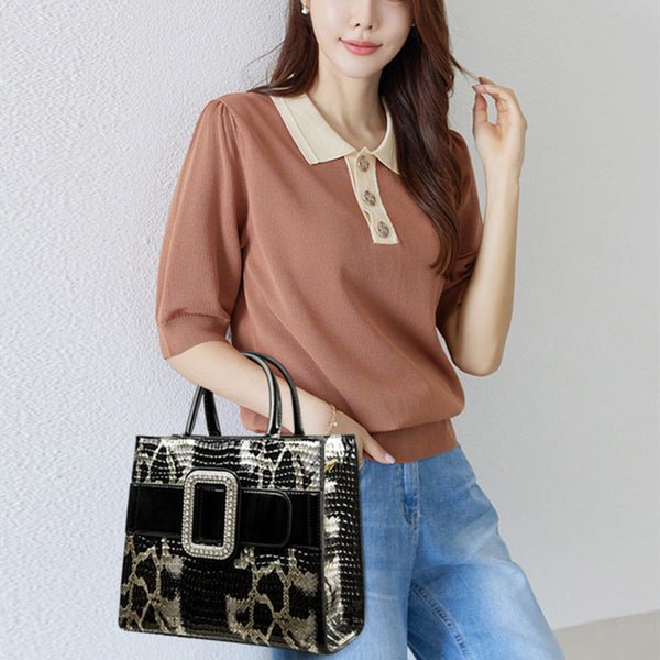 Light Luxury Cross-border Snake Pattern Middle-aged Cross-border New Arrival Elegant Women's Bag-Women's Bags-Zishirts