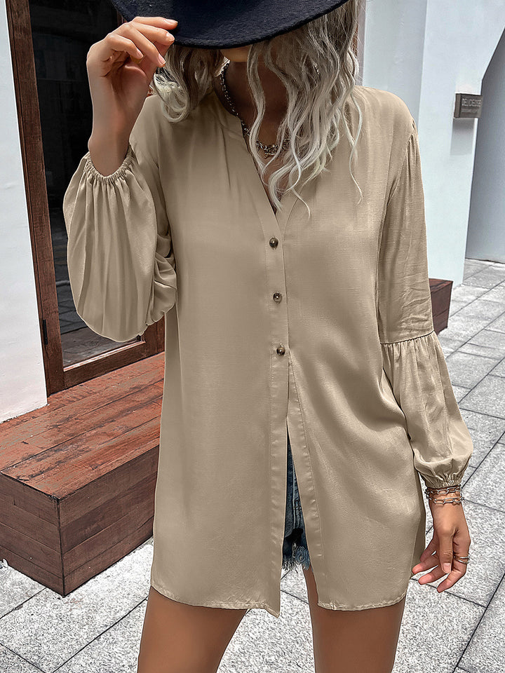 Autumn And Winter New European And American Leisure Loose Single-breasted Shirt Dress-Blouses & Shirts-Zishirts