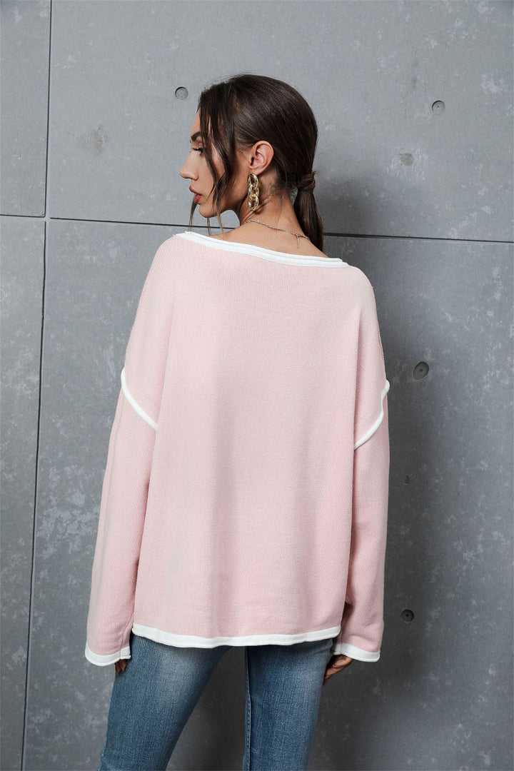 European And American Large Size Sweater Loose And Idle Solid Color Pullover Sweater-Sweaters-Zishirts