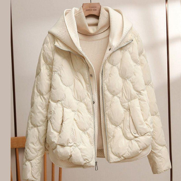 Women's Cotton-padded Short Fake Two-piece Hooded Casual Coat-Women's Outerwear 2023-Zishirts