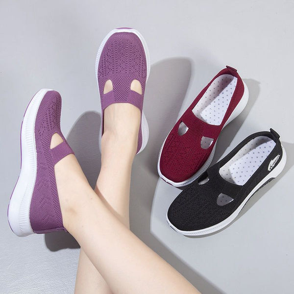 Women's Cloth Shoes Spring Style Soft Bottom Women's Casual Pumps Fly Woven Mesh Mom Shoes-Womens Footwear-Zishirts