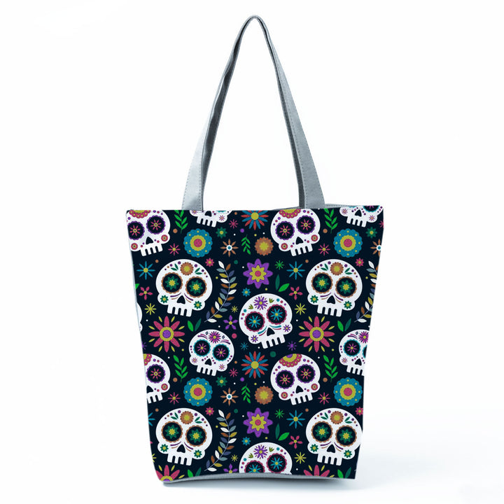 Portable Large Capacity Skull Printed Handbag-Women's Bags-Zishirts