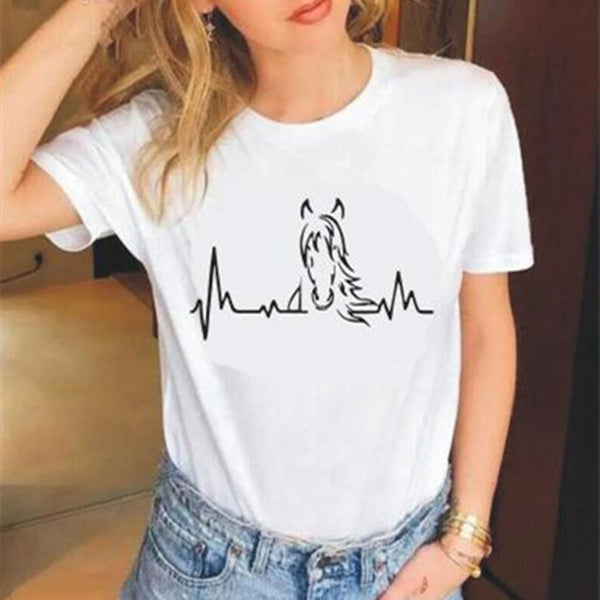 T-shirt Horse Effect Electrocardiogram-Women's Outerwear 2023-Zishirts