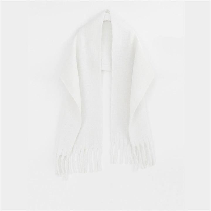 Shawl To Keep Warm All Wear White Bright Red Solid Color Neck-Scarves & Wraps-Zishirts