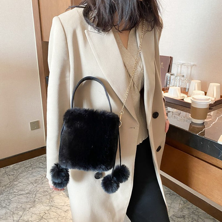 Women's Fashion Drawstring Anti-theft Fur Ball Shoulder Crossbody Bag-Women's Bags-Zishirts