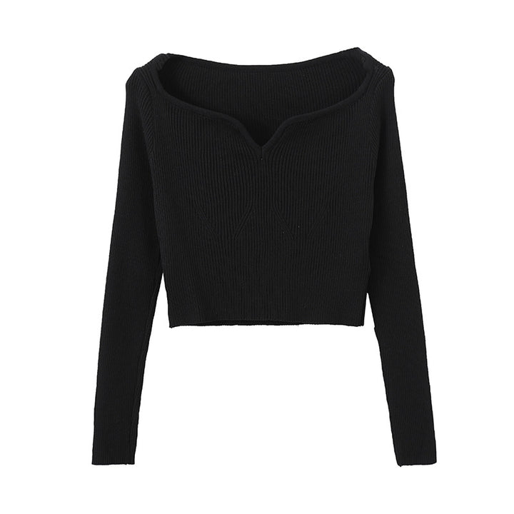 Small Petal Collar Short Sweater Design-Sweaters-Zishirts