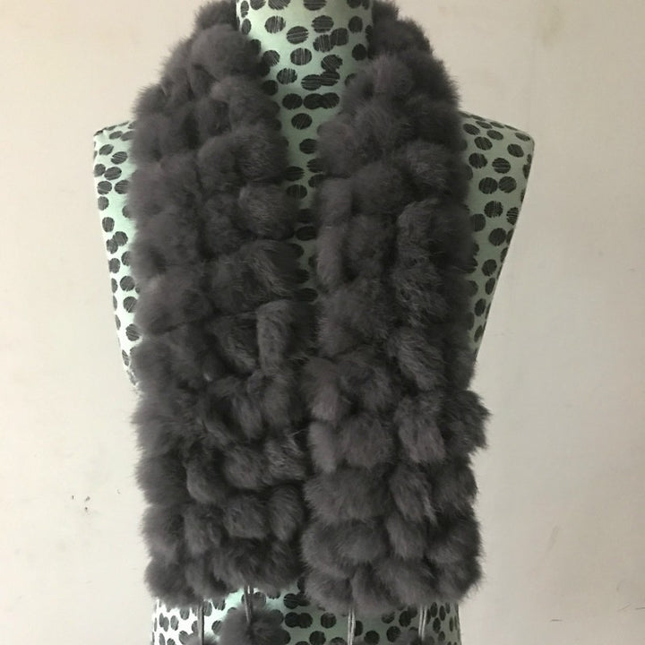 Four-row Ball Rabbit Fur Scarf-Scarves & Wraps-Zishirts