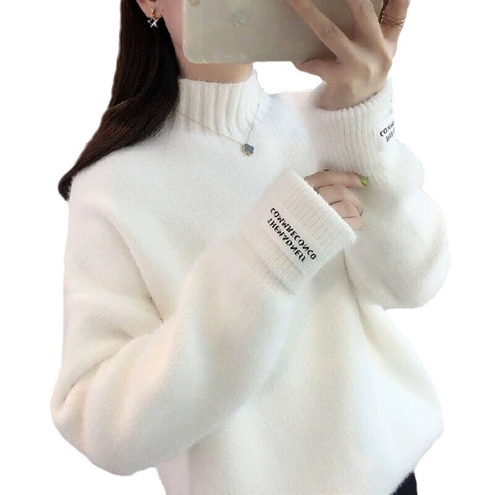 Mock Neck Sweater Women's Knitted Bottoming Shirt-Sweaters-Zishirts