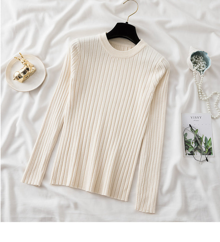 New Round Neck Sunken Stripe Knitwear For Women-Sweaters-Zishirts