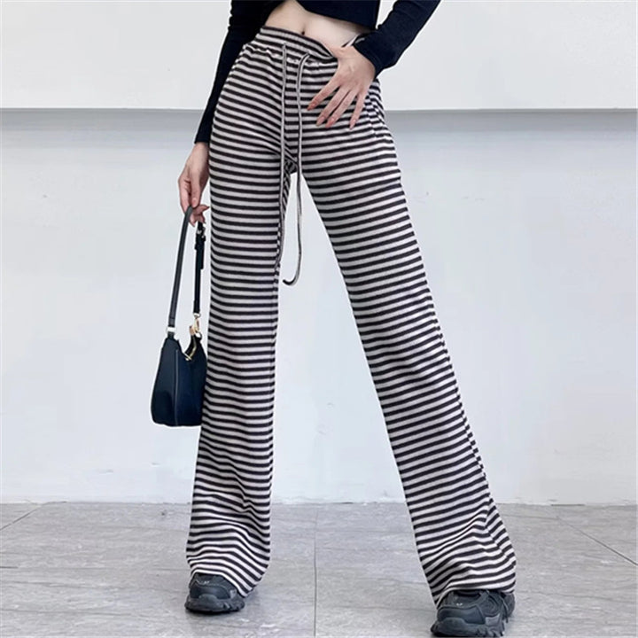 Contrast Color Stripes Bell-bottom Pants-Suits & Sets-Zishirts