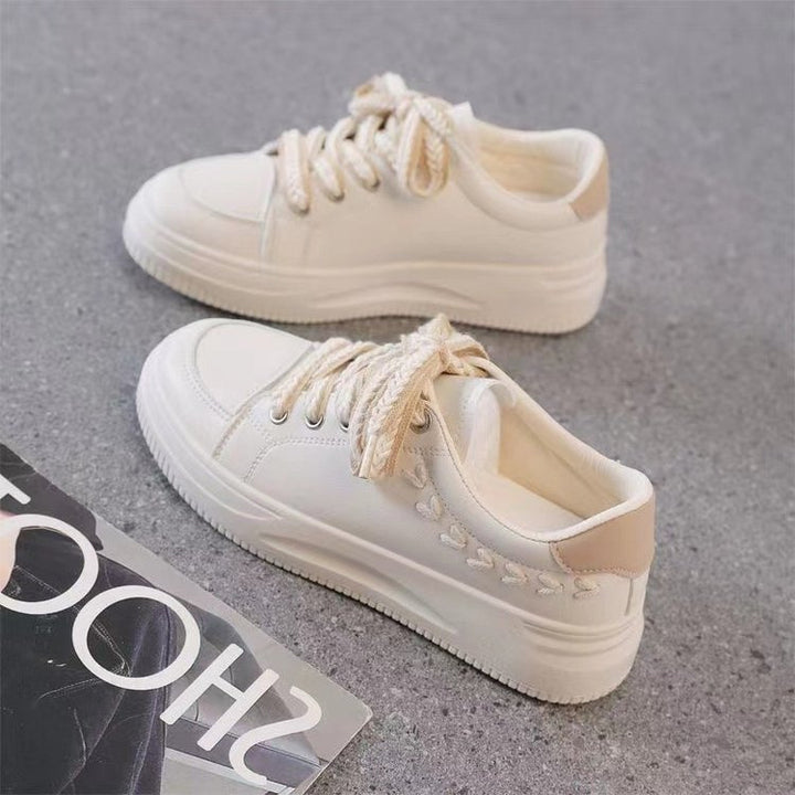 Student Versatile Casual Leather Women's Sports Platform Sneakers-Womens Footwear-Zishirts