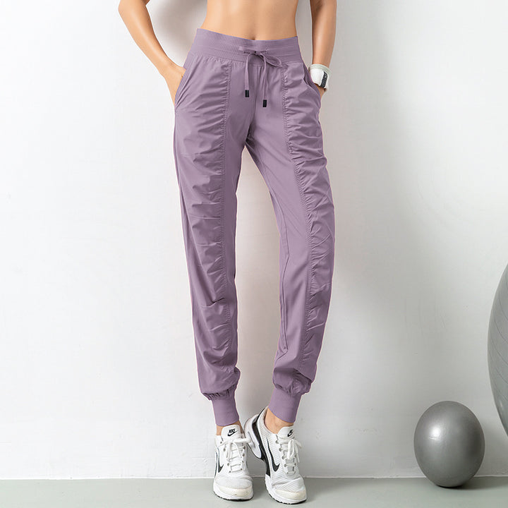 Fashion Casual Sports Pants For Women Loose Legs Drawstring High Waist Trousers With Pockets Running Sports Gym Fitness Yoga Pants-Women's Outerwear 2023-Zishirts