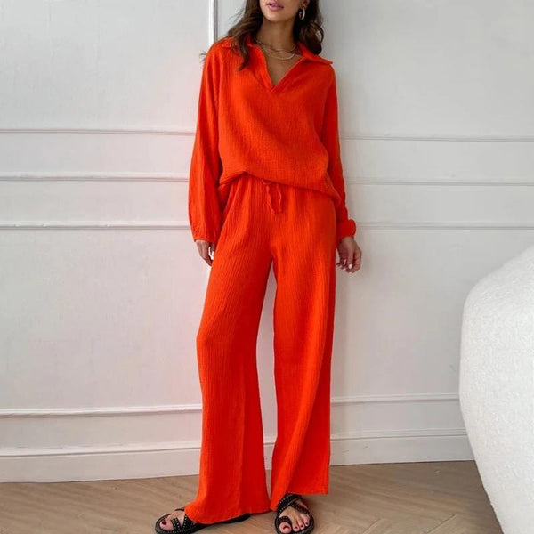 Elegant Women's Casual Top And Trousers Suit-Womens 2024 March-Zishirts