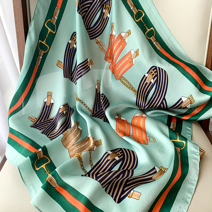 Printed Silk Scarves Gift Company Annual Meeting-Scarves & Wraps-Zishirts