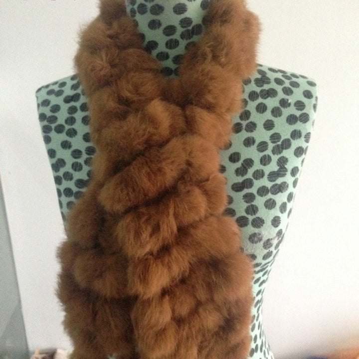 Four-row Ball Rabbit Fur Scarf-Scarves & Wraps-Zishirts