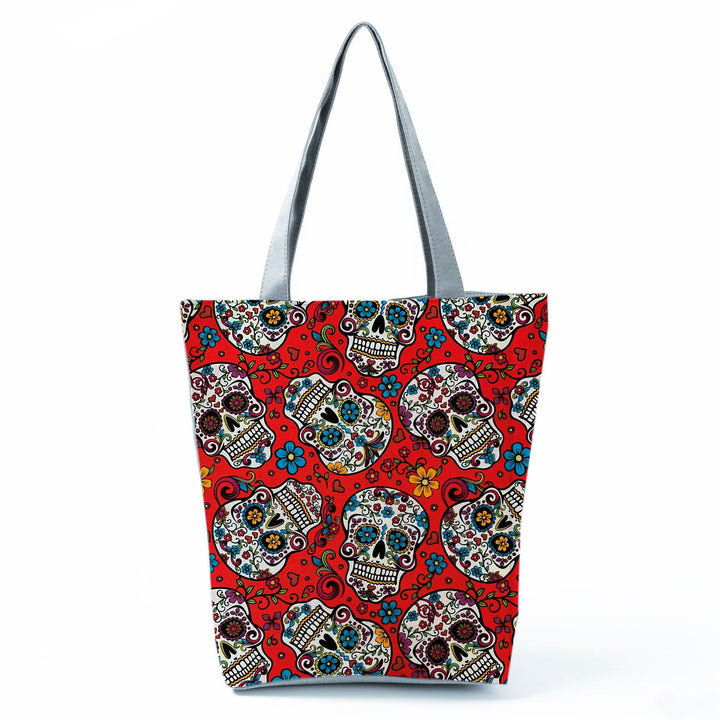 Portable Large Capacity Skull Printed Handbag-Women's Bags-Zishirts