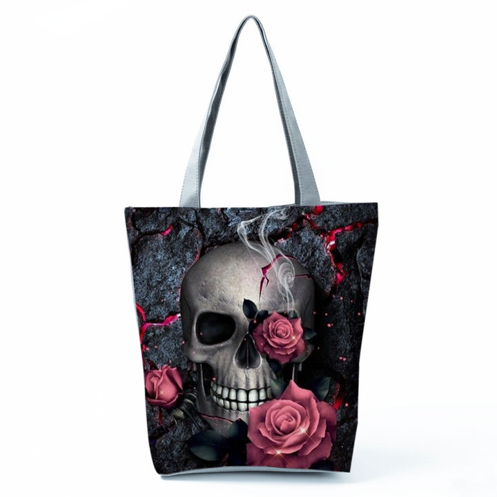 Portable Large Capacity Skull Printed Handbag-Women's Bags-Zishirts