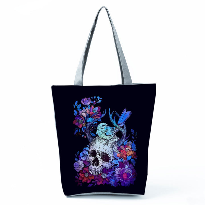 Portable Large Capacity Skull Printed Handbag-Women's Bags-Zishirts