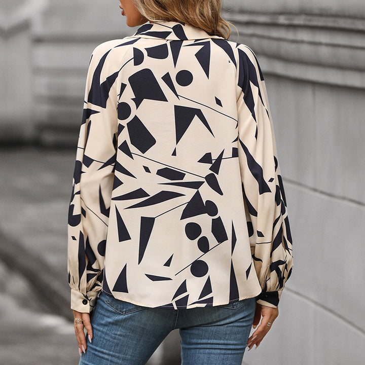 Women's Long-sleeved Printed Shirt-Blouses & Shirts-Zishirts