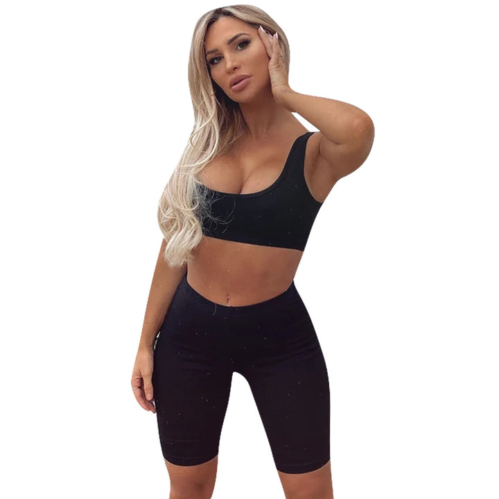 Women's Summer Solid Color Sports Sexy Two-piece Set-Suits & Sets-Zishirts