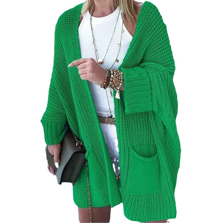 New Solid Color Loose Knitted Sweater Mid-length Coat-Women's Outerwear 2023-Zishirts