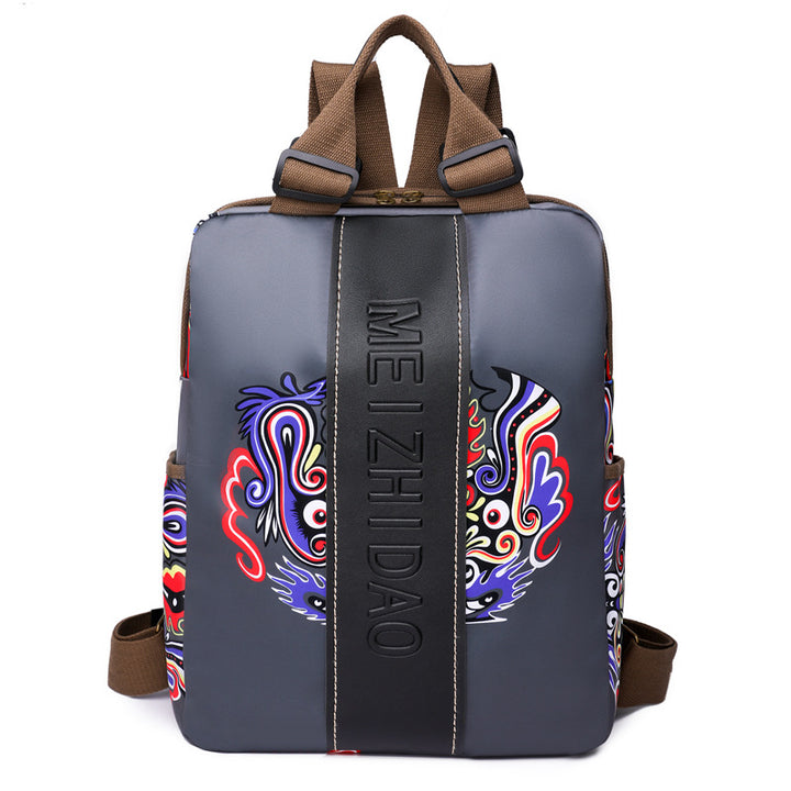 Retro Printed Wear-resistant Splash Proof Large Capacity Stitching Backpack For Women-Women's Bags-Zishirts