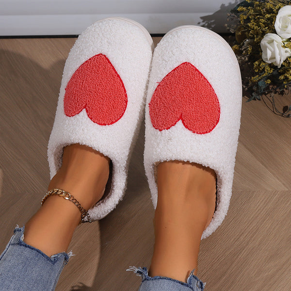 Warm Indoor Cartoon Big Love Cotton Slippers-Womens Footwear-Zishirts