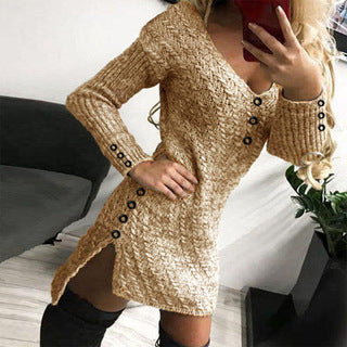 Elegant Slightly Mature Solid Color Mid-length Dress-Women's Outerwear 2023-Zishirts