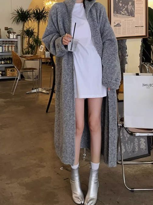 Super Long Soft Glutinous Hooded Sweater Coat Women-Sweaters-Zishirts