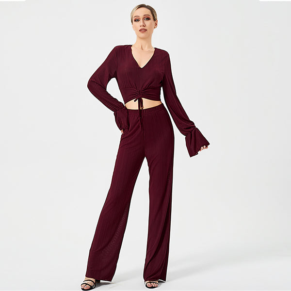 Two Piece Pants Set Long Sleeve Top-Suits & Sets-Zishirts