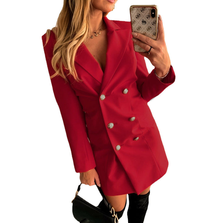 New Long Sleeve Solid Double Breasted Thin Blazer Coat-Jackets-Zishirts