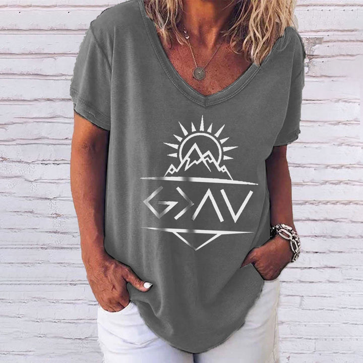 Women's V-neck Short-sleeved Summer-Blouses & Shirts-Zishirts