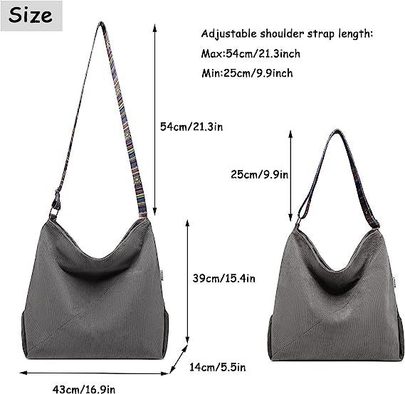 Women's Large Crossbody Fashion Corduroy Retro Hobo Fashion Shoulder Bag-Women's Bags-Zishirts