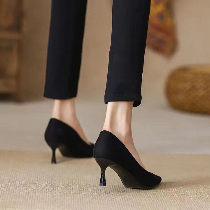 New Women's Shoes Workplace Work Shoes Black High Heels-Womens Footwear-Zishirts