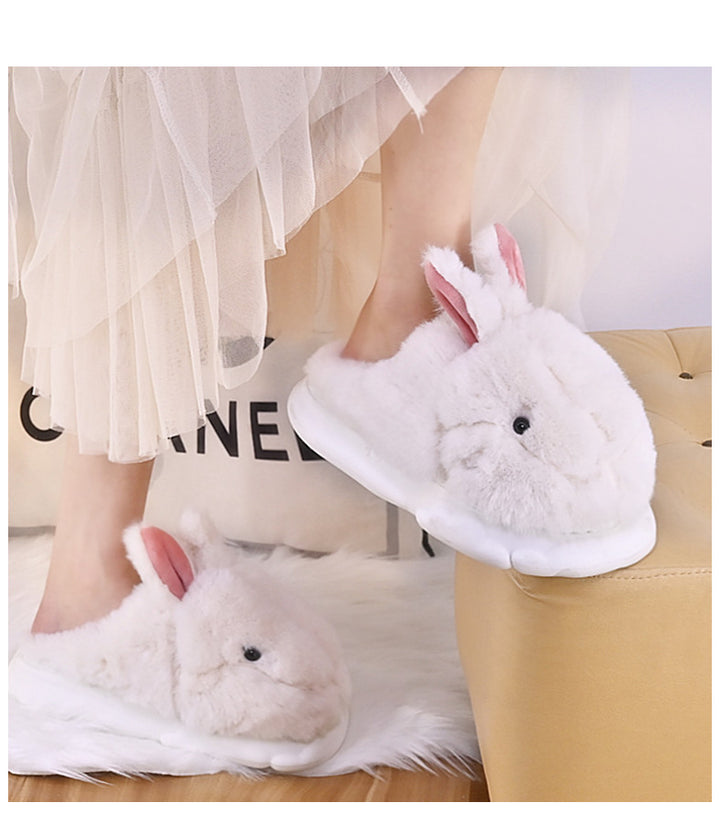 Fashionable Thick Bottom Baotou Tuo Cute Cartoon Rabbit Fur Slippers Female-Womens Footwear-Zishirts