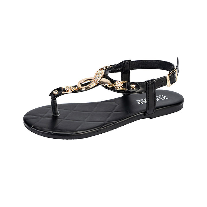 Summer Buckle Flip-flops Bohemian Style Flip-flops Flat Sandals-Womens Footwear-Zishirts