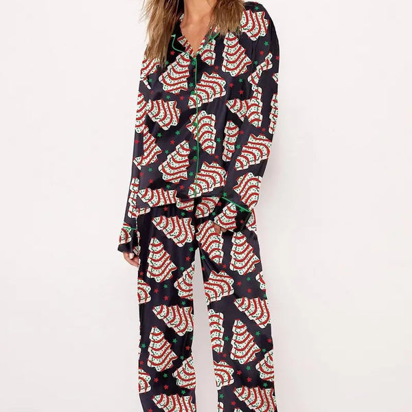 Casual Plus Size Temperament Christmas Tree Printing Suit-Suits & Sets-Zishirts