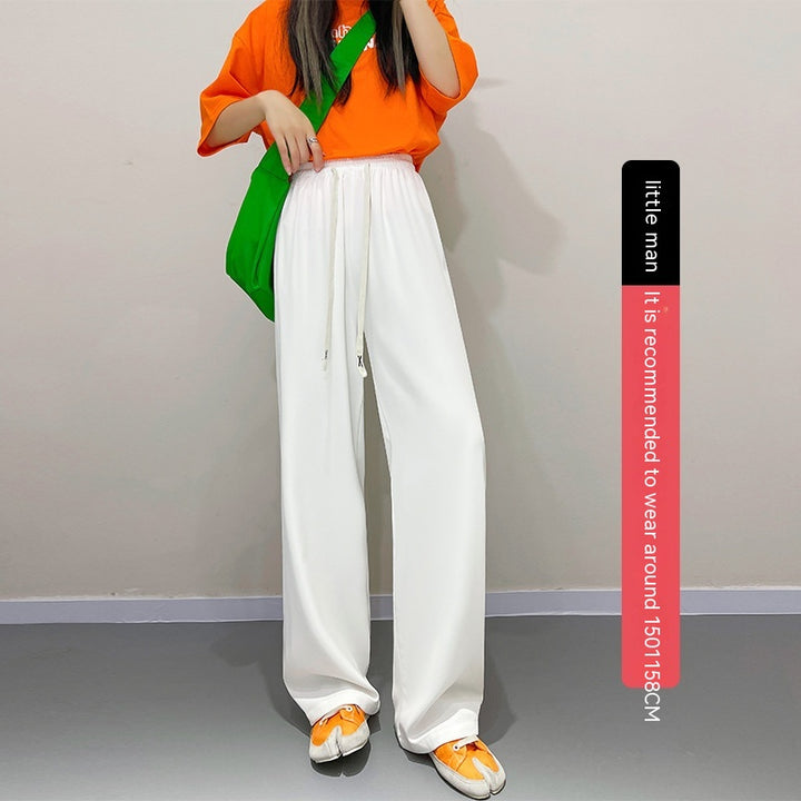 High Waist Straight Draping Effect Pants-Suits & Sets-Zishirts