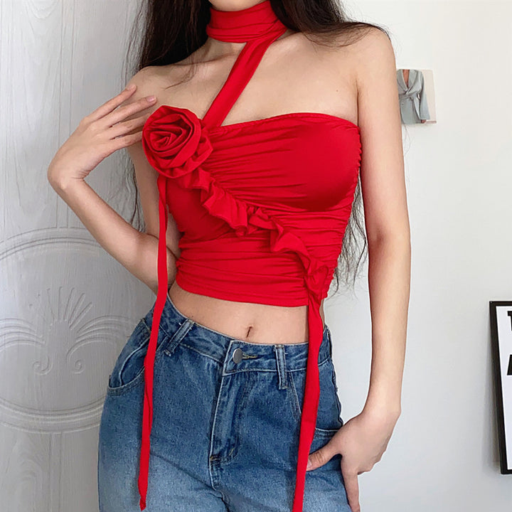 Flower Pleated Scarf Floating Top For Women-Women's Outerwear 2023-Zishirts