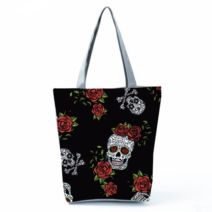 Portable Large Capacity Skull Printed Handbag-Women's Bags-Zishirts