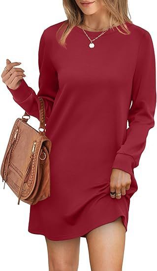 Back Fold Pocket Long Sleeve Sweater Dress-Lady Dresses-Zishirts