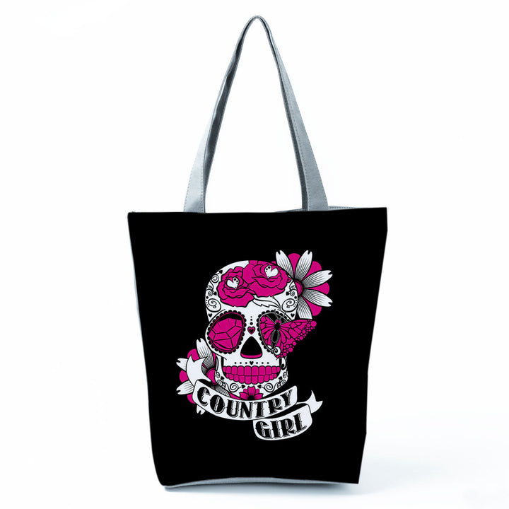 Portable Large Capacity Skull Printed Handbag-Women's Bags-Zishirts