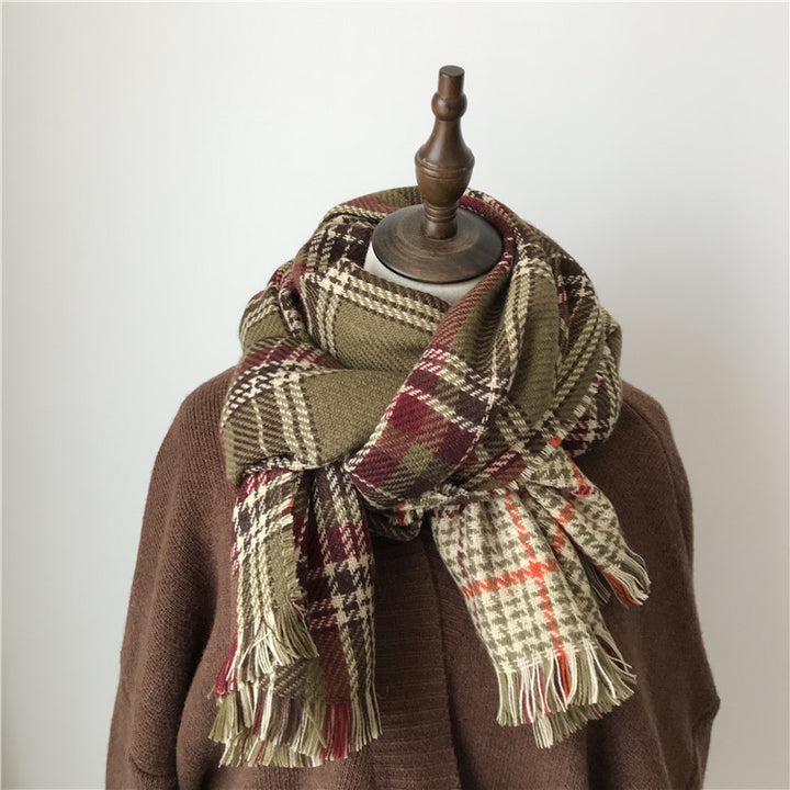 Women's Autumn Winter Retro Plaid Scarf-Scarves & Wraps-Zishirts